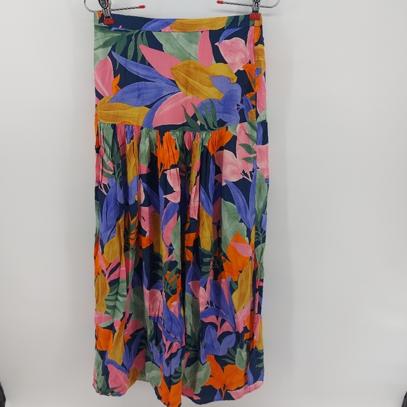 Abel the label Leonard Floral Leaf Maxi Skirt Slits Size Small - Picture 2 of 7